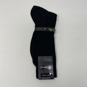 NEW pantherella #5614 black cotton hand linked toe socks